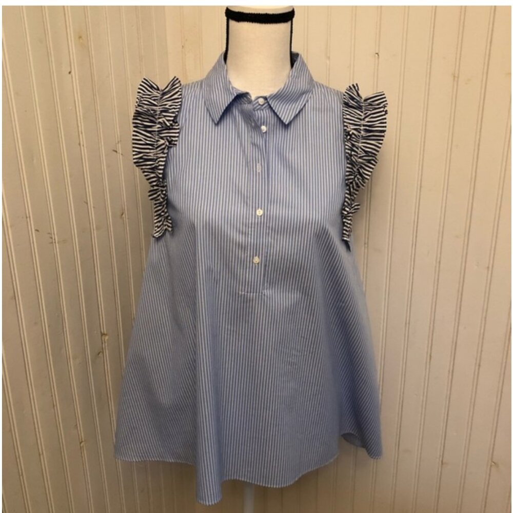 ZARA Striped Blouse – Size Small – Ruffle Detail - Picture 1 of 5